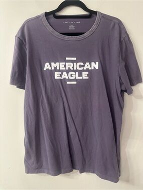American Eagle Outfitters Purple Logo Short Sleeve Tee